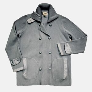 Bloomingdales Reverse Button Cardigan Sweater XL Sunflower Blue Pockets Womens